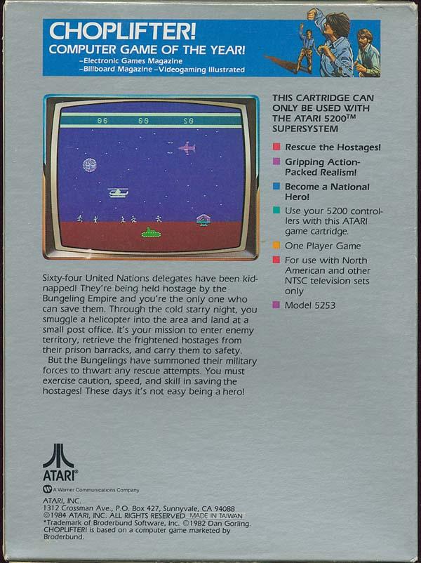 Choplifter (1984) (Atari) Box Scan - Back